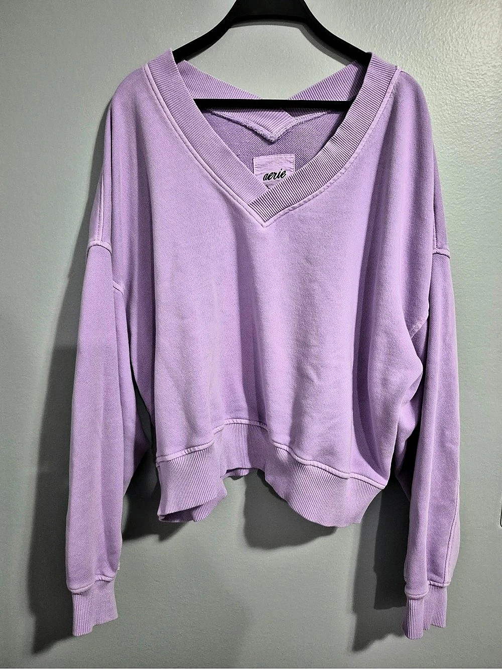 aerie Love This Moment V-Neck Sweatshirt Women's Purple Medium